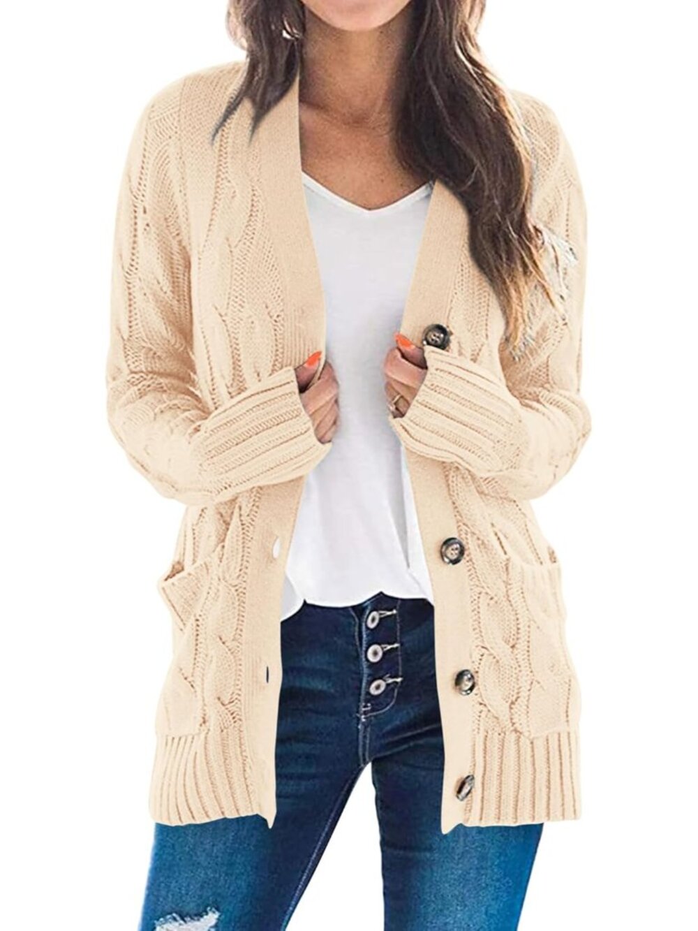 Chic Chunky Cable Knit Women's Cardigan for Fall & Winter